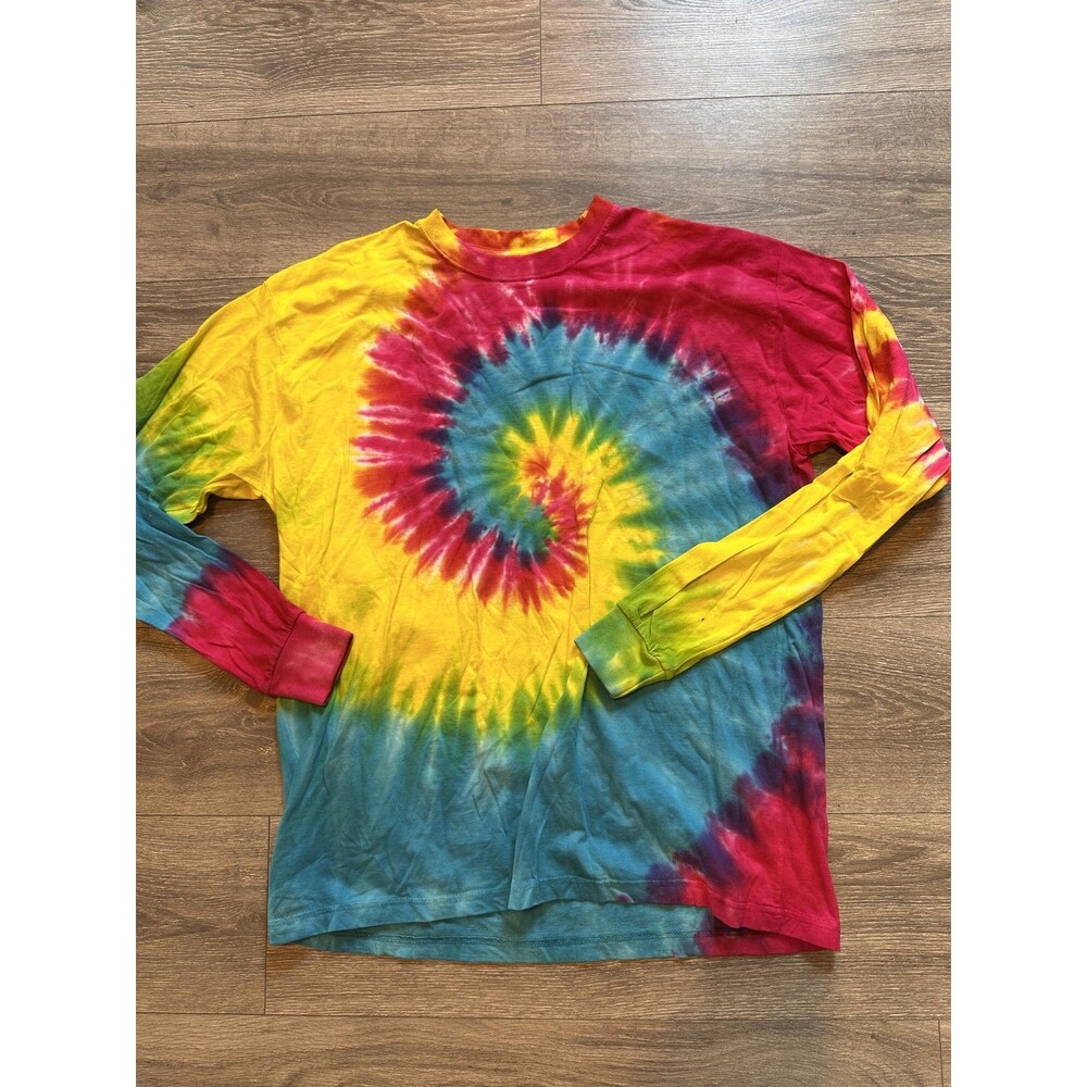 Jon Lauren Shirt Mens XL Multicolor Tie Dye Spiral Long Sleeve Crewneck Tee